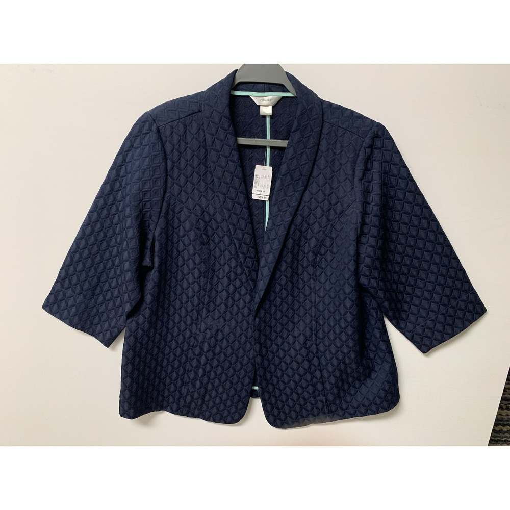 Christopher & Banks Women's‎ Size 1X Quilted Blue Open Front Blazer NWT